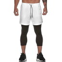メンズ スポーツウェア パンツ レギンス スパッツ 2点 かっこいい 速乾 運動 ジム 大きいサイズ 2XL 3XL 半ズボン ショートパンツ 男