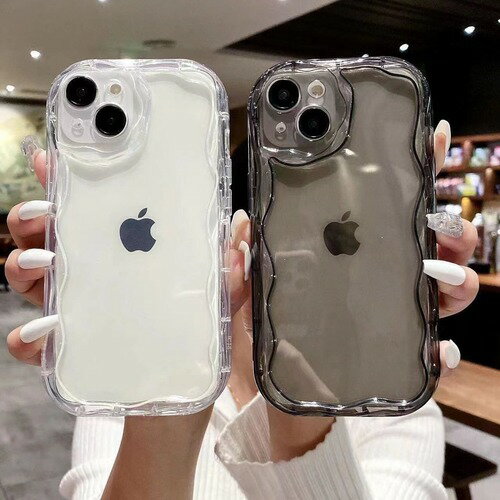iPhone ケース 韓国 透明 クリア 厚みのある ウェーブ うねうね なみなみ シンプル 推し活 持ちやすい 黄ばみにくい 推し 挟む チェキ トレカ おしゃれ 衝撃に強い xr 11 12 13 14 15 16 17 pro max