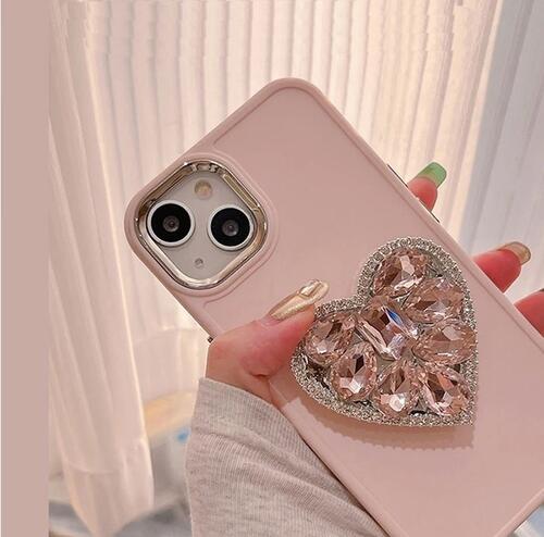 iPhone ケース 韓国 ビジュー ハート カバー クリスタル ストーン リング付き おし...