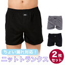 ちょい漏れ対応 ニットトランクス メンズ 前開き ボタン付き 防水布 ベルオアシス 抗菌 消臭 ニット トランクス 2枚 セット ブラック グレー M L LL...