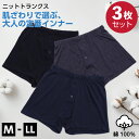 ニットトランクス 綿100% やわらか肌着 抗菌防臭加工 前あき 3枚セット 下着 アンダーウエア ブラック ネイビー チャコール セット M L LL 無地 ...