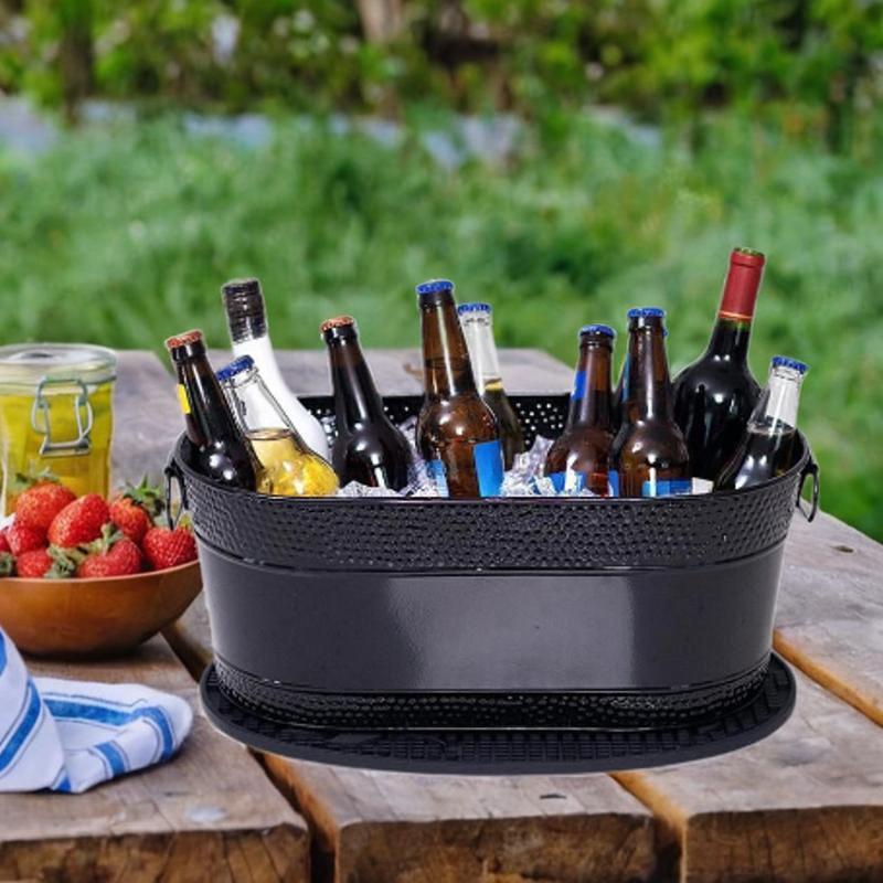 亜鉛メッキタブアイスバケツアイスホルダー頑丈なポータブル軽量ワインバケツビールタブワイン冷却ドリ..