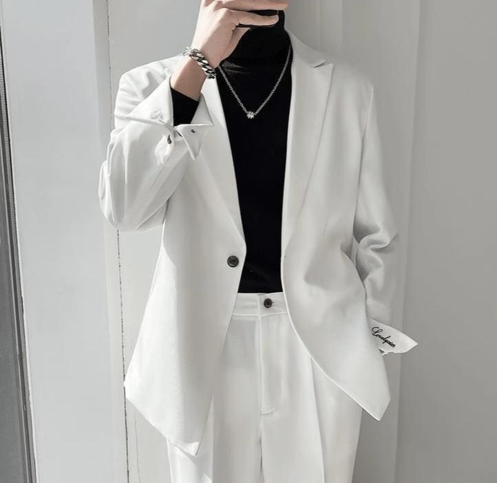 紳士服 カジュアル スーツ ジャケット スーツ セットアップ スーツ 特集 A:白 B:黒 S M L XL 2XL 3XL