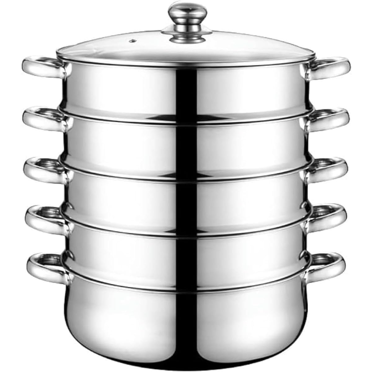 蒸し器 蒸しもの鍋 蒸し料理 大容量 二段 三段 四段 5段 両手鍋 ガラス鍋蓋付 ステンレス 樹脂加工 各種熱源対応 多機能 IH対応
