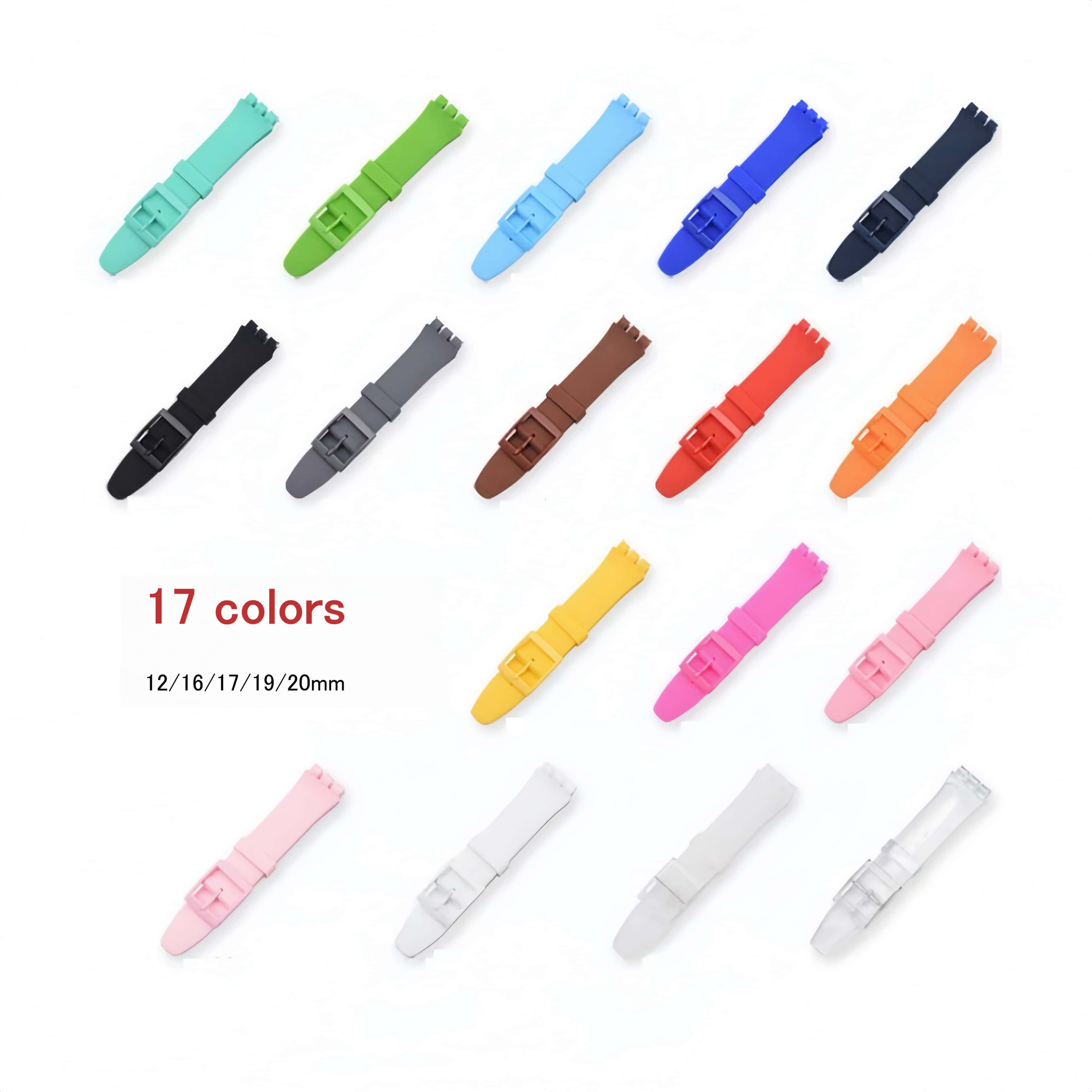 スウォッチ対応 腕時計 ベルト シリコン 交換バンド 12mm 16mm 17mm 19mm 20mm 多色 カラーバリエーション 豊富 柔らかい 快適 耐久性 高い 簡単 ファッシ 付属 交換用工具