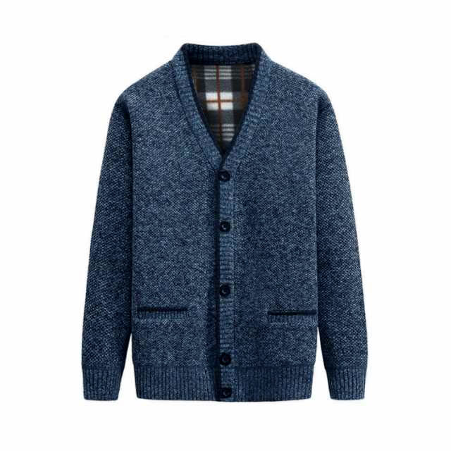 【2点購入で300円引き】ニット50代厚手メンズ暖かいvネックニットカーディガンシニア高齢者秋ビジネス冬裏起毛防寒カーディガンアウターポケット付き70代8カーデ60代 ysbeck-10011345 いさなショップ サンプル画像3