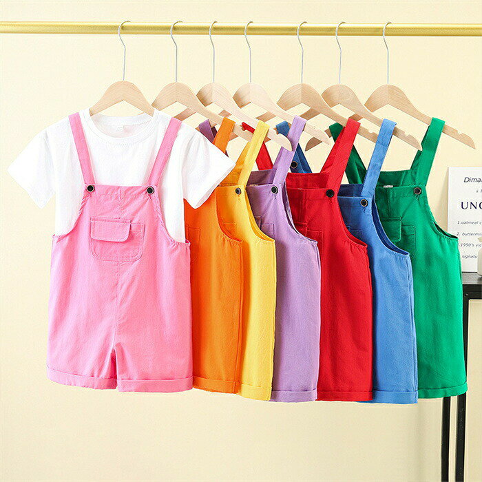 樂天商城 - キッズ ステージ衣装 サロペット ダンス衣装 子供服 応援団 夏 8色 オーバーオール ヒップホップ 文化祭 幼稚園 演出服 学園祭