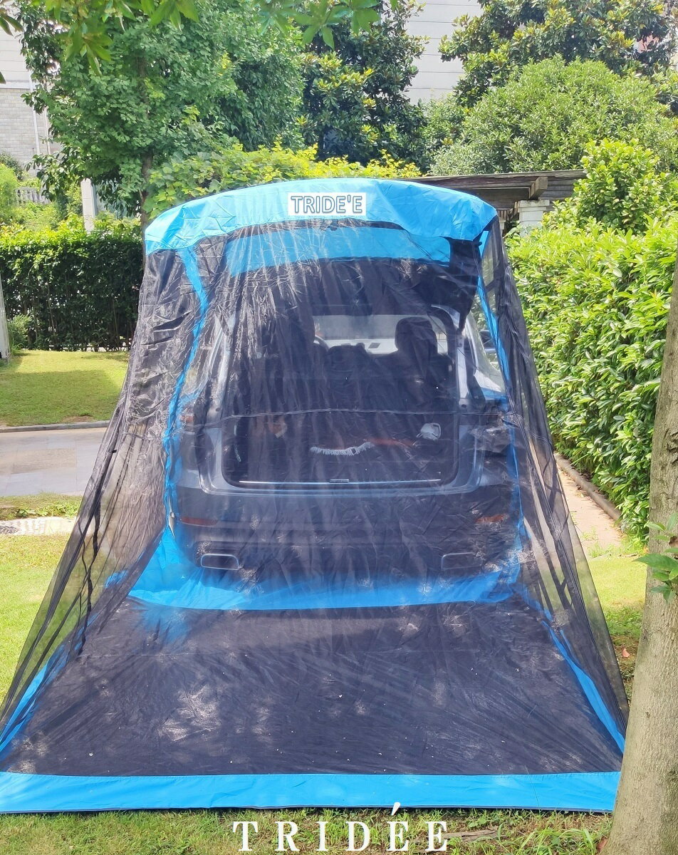 車 バック ドア テント キャンプテント 車のバックドア連結 TRIDEE 快適スペース 3面防虫メッシュ仕様 車内と行き来が可能 カバー付 簡単設置テントの車ボディー接触部分にマグネットが内蔵されており簡単に取り外しできます。通販格安セール情報 楽天 通販