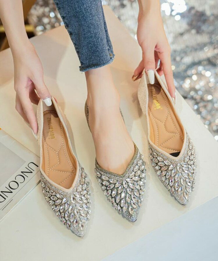 パンプス 痛くない 歩きやすい 走れる キラキラ ポインテッドトゥとんがり フラットパンプス 脱げない 柔らかい 春夏 22.0 25 パンプス通 通勤 ぺたん...