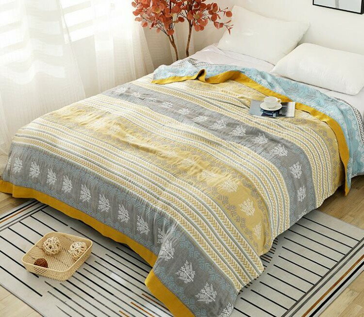 【早い者勝ち★先着10名：600円Offクーポン】ガーゼケット シングル 5重 ガーゼタオル 夏 夏布団 洗える 掛布団 掛け布団 肌掛け布団 肌掛けふとん 丸洗いOK ガーゼ ケット コットン 150x200cm ブランケ 毛布 200*230cm 3