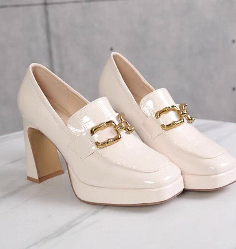 厚底靴 パンプス レディース ヒール9cm カジュアルシューズ 美脚 歩きやすい 痛くない オシャレ おしゃれ お出かけ 22.0-24.5cm スクエアトゥ ...