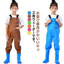 ウェーダー 胴長 チェストハイウェーダー 子供用 防水 胴付き長靴 プレイウェア 水遊び用 お砂場着 軽量 快適な着心地 耐摩耗性 女の子 男の子 水遊び ブーツ付き レインパンツ