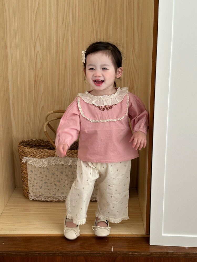 ベビー服 子供服 ブラウス シャツ 襟付き カットソー 長袖 背中ボタン キッズ フォーマル トップス 女の子 春 秋 冬 丸襟 子ども服 おしゃれ フリル かわいい 結婚式 入学式 入園式