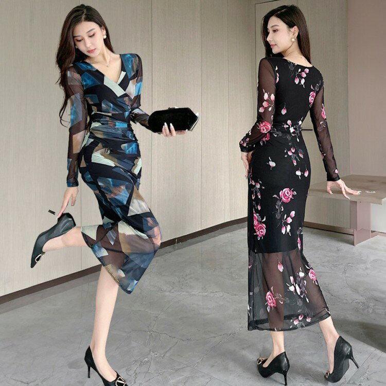 ロングワンピース 長袖 フォーマル マキシ丈ワンピース レディース きれいめ キャバドレス ロング ワン..