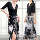 マキシ丈ワンピース ロングワンピース 長袖 ロング ワンピース パーティードレス マキシワンピース ロングドレス カシュクール キャバドレス マキシ丈 結婚式 リゾートワンピース