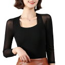 レディース トップス 長袖 カットソー tシャツ シアー シースルー レース きれいめ オフィス スーツ インナー 30代 40代 50代 速乾 重ね着 五分袖 事務服 ラウンドネック おしゃれ 通勤