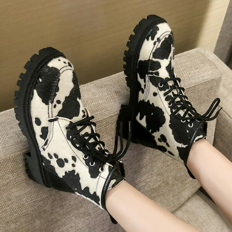 【限定SALE☆】YELLO 牛柄　厚底ブーツ　2XL YELLO / TOKYO BLACK CHUNKY HEEL LONG BOOTS