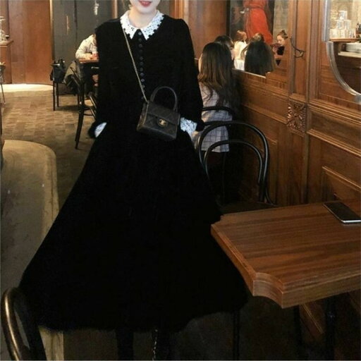 襟付き ワンピース レディース フレアワンピース ロング ミモレ丈 クルーネック スタンダードカラー パンチングレース 長袖 ロングスリーブ スタイ 華奢見え 体型カバー ハイウエスト 襟付き ワンピース レディース フレアワンピース ロング ミモレ丈 クルーネック スタンダードカラー パンチングレース 長袖 ロングスリーブ スタイ 華奢見え 体型カバー ハイウエスト
