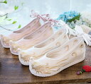 レディース チャイナ靴 フェニックス刺繍中華靴 シークレットブーツ インヒールパンプス ウェッジヒール コンフォートシューズ 履きやすい 華流舞台ステージダンスシューズ 厚底