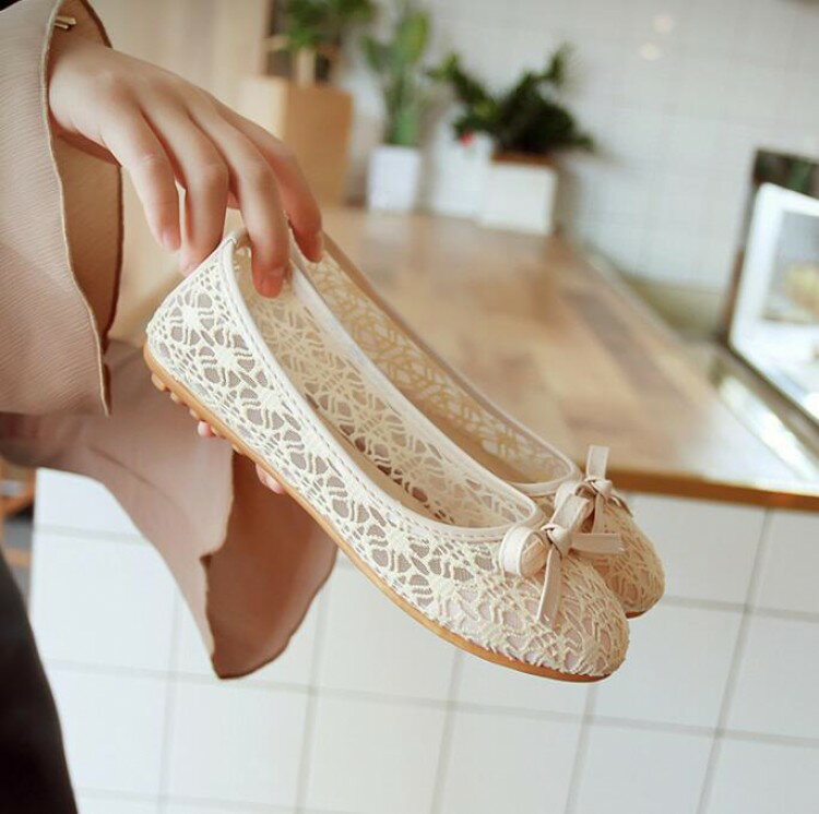 【期間限定2点購入で300円OFF！】総レースパンプス 痛くない オフィス ローヒール ぺたんこ バレエシュ..