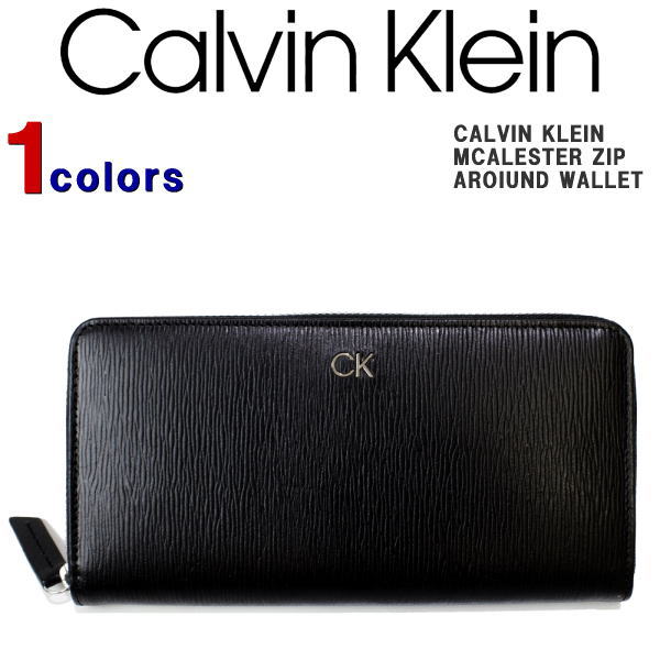 カルバンクライン 財布（メンズ） カルバンクライン 財布 Calvin Klein ラウンドジップ 長財布 小銭入れ付き レザー 革 ck ロゴプレート 長財布 サイフ ビジネス カジュアル MCALESTER ZIP AROIUND WALLET 31CK190004 【あす楽対応】