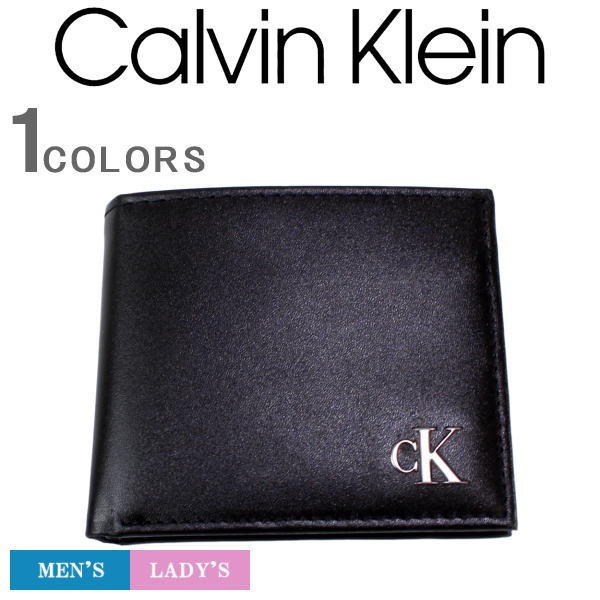 カルバンクライン 財布（メンズ） カルバンクライン 財布 Calvin Klein 二つ折り財布 小銭入れ付き レザー 革 本革 ck ロゴプレート 財布 サイフ ビジネス カジュアル COIN POCKET WALLET メンズ レディース 31KJ130003 【あす楽対応】