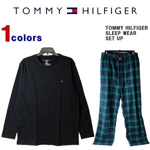 トミー 上下セット TOMMY HILFIGER トミーヒルフィガー メンズ パジャマ上下セット 長袖Tシャツ 長ズボン ロンT パンツ スリープウェア ルームウェア 上下セットアップ パンツ前開き 大きいサイズ ビッグサイズ 09T4046 【あす楽対応】