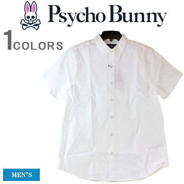 サイコバニー シャツ Psycho Bunny サイコバニー メンズ ストレッチ ショートスリーブシャツ 半袖 バニー グラフィック ロゴプリント 高級ピマコットン ロゴ刺繍 ゴルフ スポーツ カッコイイ オシャレ 大きいサイズ B6Q675X1PC-100 【あす楽対応】