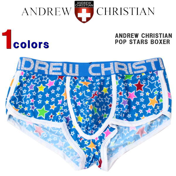 楽天YSK-Style【同ブランド2点ご購入で300円OFFクーポン】 アンドリュー パンツ ANDREW CHRISTIAN （アンドリュー クリスチャン） メンズ ボクサーパンツ ローライズ ボクサー ブリーフ パンツ 下着 ネームロゴ Stars Boxer カッコイイ オシャレ 91874 【返品・交換不可】【あす楽対応】