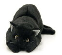 日本製 リアルな猫のぬいぐるみ 58cm クロネコL目明き 本物みたいな癒し猫 成猫 実物大 黒猫