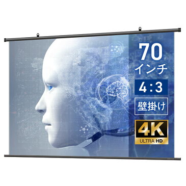 シアターハウス 4K対応 プロジェクタースクリーン 70インチ (4:3) タペストリー(掛け軸)タイプ マスクフリー 日本製 BTP1423NEH