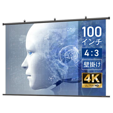シアターハウス 4K対応 プロジェクタースクリーン 100インチ (4:3) タペストリー(掛け軸)タイプ マスクフリー 日本製 BTP2033NEH