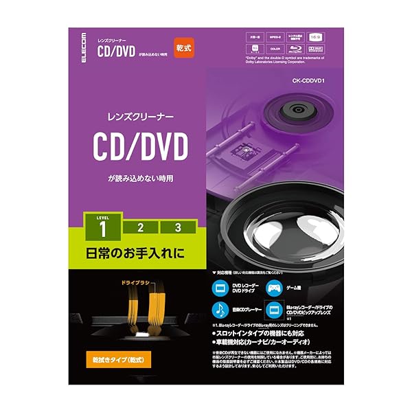 エレコム レンズクリーナー CD/DVD用 お手入れに 乾式 日本製 CK-CDDVD1