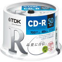 TDK データ用CD-R 700MB 48倍速対応 ホワイトワイドプリンタブル 50枚スピンドル CD-R80PWDX50PE
