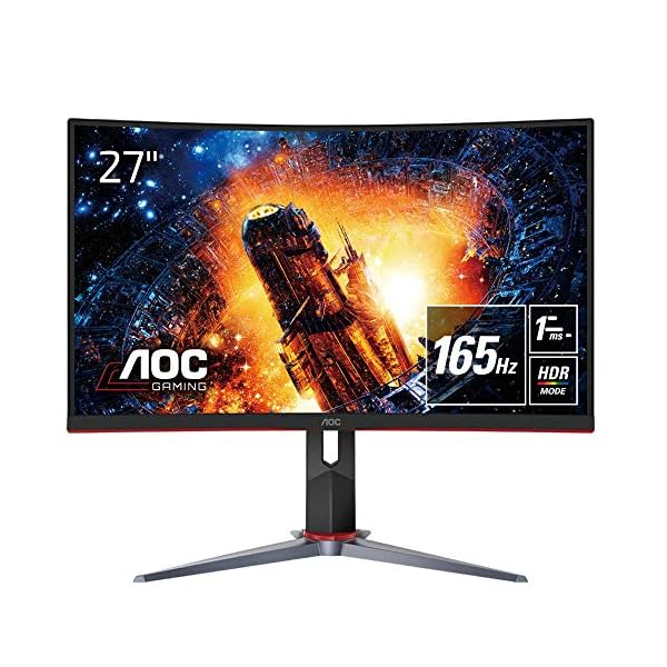 AOC ゲーミング液晶モニター C27G2X/11 (27インチ/フルHD/VA/曲面/HDMI/DisplayPort/165Hz/応答速度1ms/HDRエフェクトモード/FreeSync Premium/フリッカーフリー/ローブルーモード)