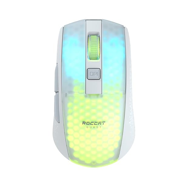 ROCCAT ゲーミングマウス Burst Pro Air ワイヤレス 2.4GHz/Bluetooth ホワイト/白 光学式/19K/オプティカルスイッチ/サイドボタン/軽量81g/PTFE/Reflex ドイツデザイン