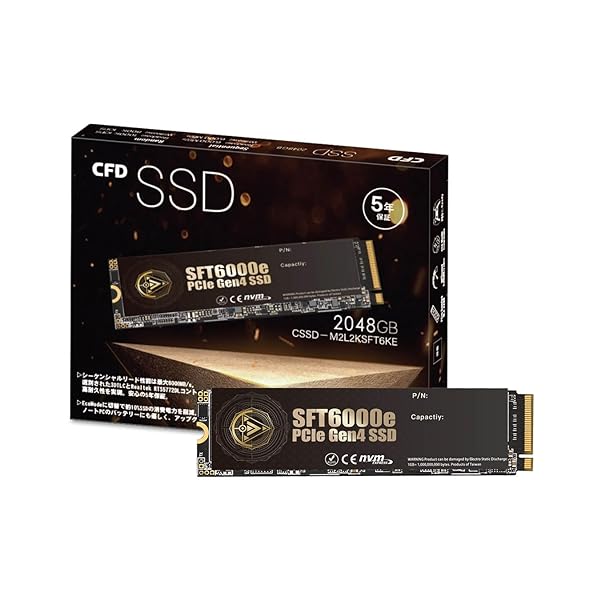 CFD SSD M.2 NVMe SFT6000e ꡼  PS5 ưǧѤ  3D NAND TLC SSD PCIe Gen44 (ɤ߼6000MB/S) M.2-2280 NVMe ¢SSD 2TB (2048GB)