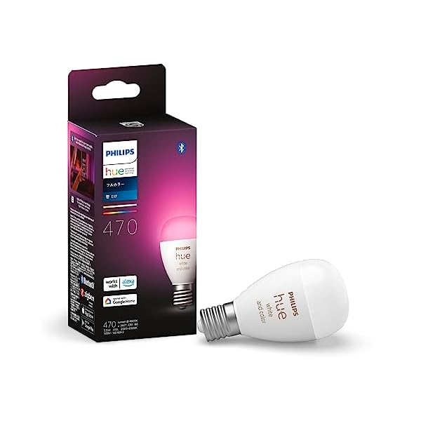 フィリップスヒュー(Philips Hue) Philips Hue スマート電球 E17 40W フルカラー 1個 - フィリップスヒュー LEDライト スマートライト アレクサ対応 照明 470lm マルチカラー 1600万色 電球色 昼白色 調