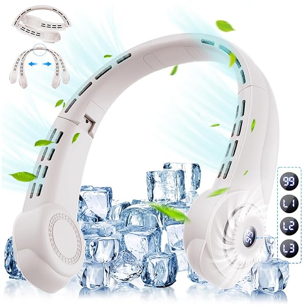 Sungale ネッククーラー「2024業界初売り・夏の ネックファン」5000mAh 首掛け扇風機 ネッククーラー LEDディスプレイ表示 ネックファン 携帯扇風機 瞬時冷却&熱中症対策 3段階風量調整 静音設計 Type -C充電式 超長時間連続