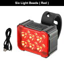 【海外発送】6つのLED自転車ヘッドライト,USB経由で充電可能,防水,赤,白