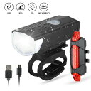 【海外発送】1/2 個自転車ライトセットヘッドライト、テールライト USB 充電式投光器自転車電動スクーターアクセサリー乗馬機器