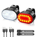 【海外発送】自転車ライト LED 自転車ランプ USB 充電式自転車フロントおよびリアライト フロントランプ テールライト サイクリング ランタン 自転車懐中電...