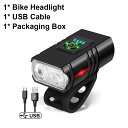 【海外発送】バイクライト 2 LED タイプ C 充電式自転車ライト 6 モード MTB 懐中電灯自転車ヘッドライトサイクリング自転車フロントランプ(4)