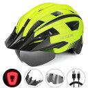 VICTGOAL 自転車ヘルメット、男性用サンバイザーゴーグルサイクリングヘルメット LED USB ライト磁気レンズ MTB ロードレーシングバイクヘルメットの安全性