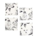 スタイルデコール(STYLE Decor) コースター 綿100% おしゃれ 布 4枚セット 洗える 北欧 花柄 ライラック モノクローム W3004300