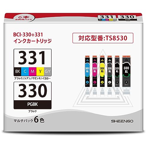 BCI-331+330/6MP インクカートリッジ キヤノン 用 BCI-331(BK/C/M/Y/GY)+330 6色マルチパック 純正 (大容量)と同量 互換 対応機種:PIXUS TS8530 TS8630 TS8730 TS8830 インク BCI-331+330/6MP インクカートリッジ キヤノン 用 BCI-331(BK/C/M/Y/GY)+330 6色マルチパック 純正 (大容量)と同量 互換 対応機種:PIXUS TS8530 TS8630 TS8730 TS8830 インク