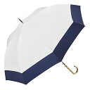 Waterfront 長傘 日傘兼用雨傘 【オフィシャル限定】 バンブーハンドルUVブロック 切り継ぎホワイト×ネイビー 60cm しっかり大きめ UVカット 99.9% レディース S160-0824WH1-BE