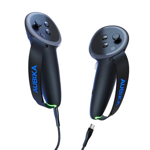 充電式コントローラーグリップカバー 対応Meta Quest 3/Quest 3S/Oculus Quest 3、予備のバッテリー2本と充電ケーブルが付属しています、VR アクセサリー、手の大きさに合わせて調節できます