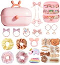 Luxureux 女の子 ヘアアクセサリーセット ヘアアクセサリー ケース 3層 キッズ 可愛い 小物入れ 3Dステッカー付き ヘアクリップ ヘアゴム 子供 おしゃれ カラフル