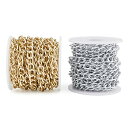 Beadthoven 2巻セット 幅6.5mm ゴールド&シルバー アルミチェーン 喜平チェーン カーブチェーン リンクチェーン ネックレス ブレスレット バッグ用チェーン アクセサリーパーツ ジュエリー用 DIY ハンドメイド オーナメント 手芸 手作り素材 装飾